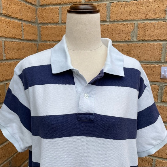 COUNTRY ROAD Blue Stripe Polo Shirt Size L Casual Beach Summer Going Out - Picture 2 of 7